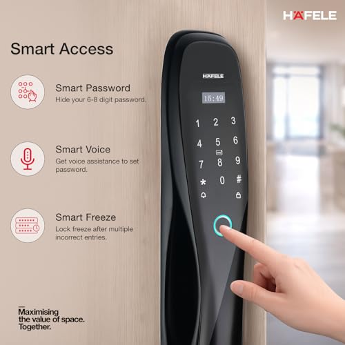 Image of Hafele Re-Twist Digital Door Lock | Fingerprint, PIN, RFID, App & Key Access | Sleek Modern Design | Emergency Power Backup | Secure & Convenient Smart Lock