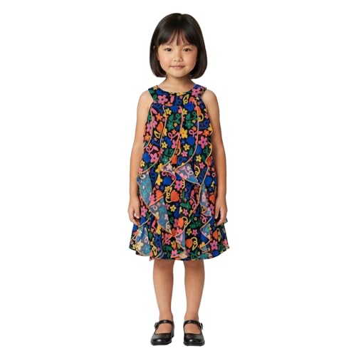 Image of Nautinati Girls' Georgette A-line Ruffle Dress | All-Over Print | Age 0-10 Years