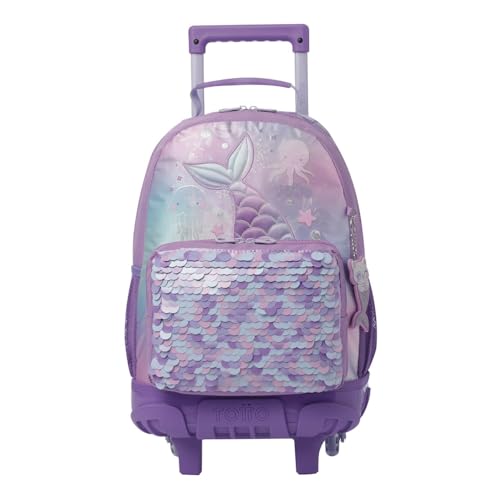TOTTO - Mochila Escolar con Ruedas, Modelo Sireny M, Mochila Mediana, Capacidad 23 L, Bolsillos Botella, Organizador Interno, Protección en la Base, Correas Ajustables, Color Rosa