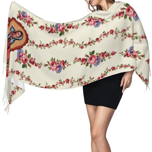 Virgen de Guadalupe Blanket Scarf Catholic Gifts Virgin Mary Shawl Wrap for Women Our Lady of Guadalupe Womens Shawl2