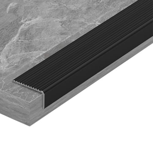Profilo Angolare per Scale in Alluminio, 90cm Profilo per Bordo Scalas Profilo per Gradini, Profilo per Scale L(Zwart,W5cmxL90cm)