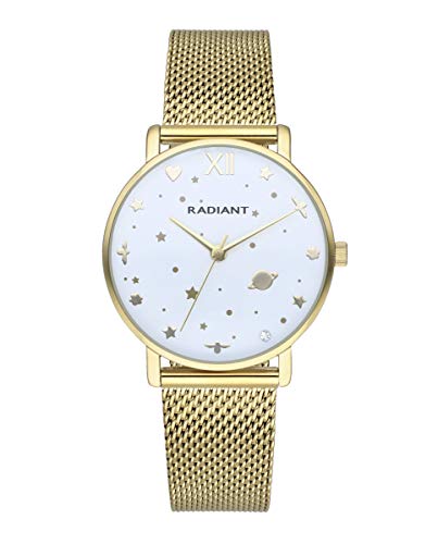 Radiant - Colección Milky Way - Reloj analógico de Cuarzo. Reloj de Pulsera para Mujer. Reloj de Brazalete con Esfera Blanca y Dorada y Malla milanesa de Acero Inoxidable. Tamaño 36mm. 3ATM