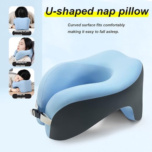 GJGSW Oreiller de Sieste en Forme de U en Mousse Mémoire pour Bureau et École, Oreiller de Soutien Cervical Portable pour Voyage Adulte et Enfant, Coussin Câlin Ergonomique(Matcha Gray) – vue 7