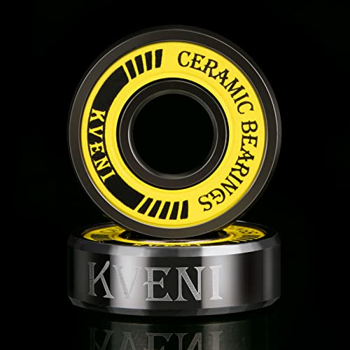 Premium Skateboard Bearings, 608Rs Longboard Bearing Black Ceramic Balls - Titanium Coated - Precision Fast Spin Abec Bearings With Washers And Spacers (Pack Of 8) #TOP4