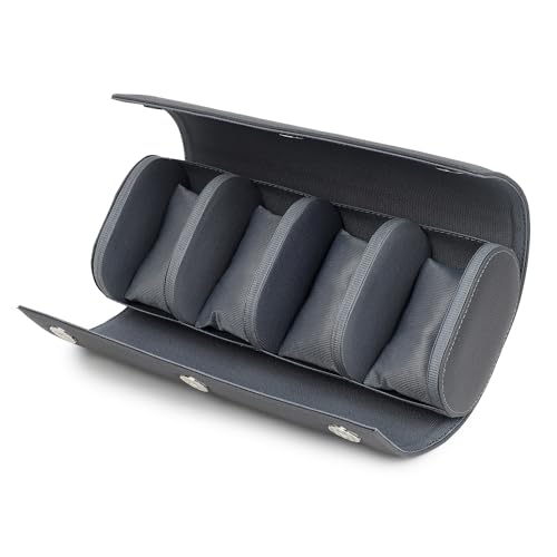 Image of essart Travel Watch Roll Case 4 Slots - Portable Luxury Watch Organizer & Storage Box for Men & Women