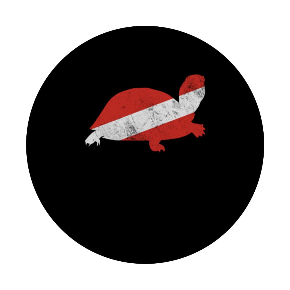 Sea Turtle Dive Flag Scuba Diving Lovers PopSockets Swappable PopGrip, Black - Image 3