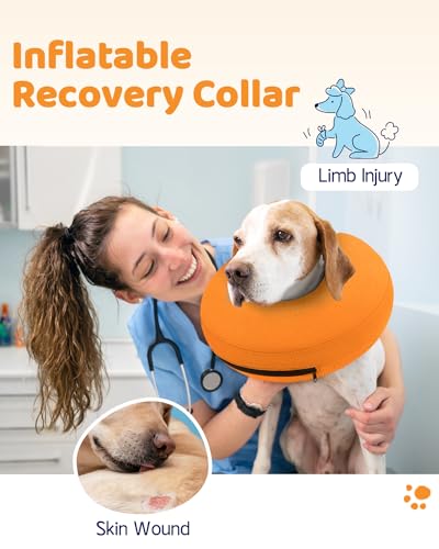 Image of Supet Inflatable Dog Cone Collar for Large Medium Small Dogs, Soft Cone Collar for Dogs Puppies Cats, E Collar Pet Cone Alternative After Surgery