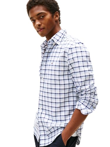 Image of Tommy Hilfiger Men's Long Sleeve Oxford Shirts in Regular Fit, Men's Button Down Shirts, Also Available in Big and Tall