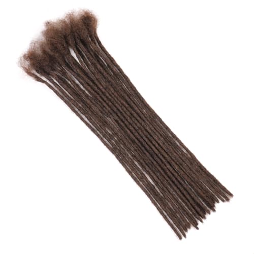 Huarisi 12 Inch Brown Dreadlock Extensions Human Hair 0.2cm Thin Loc Extensions Real Human Hair for Men Women 20 Strands Full Handmade Permanent Dreadlock Extensions Color 4 Can be Curled - Image 3
