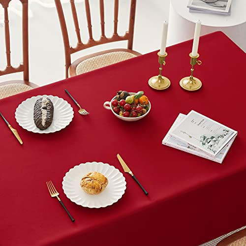 Nappe de Noël lavable polyester nappe rectangulaire rouge 140 x 180 cm