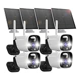 4 Pack Security Cameras Wireless Outdoor Solar Powered with AI Detection, 2K Color Night Vision Secu