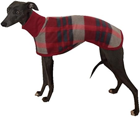 Tartan Soft Fleece Coat Jumper with Velcro Fastening Underneath 5 Sizes Italian Greyhound, Whippet, Lurcher, Greyhound, Sighthound (Large)