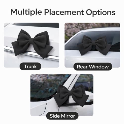 Image of Pink Car Bow for Women Cute Car Exterior Cute Decor for Girls Coquette Decorations for Cars (Black)
