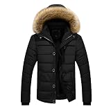 HGOOGY Winter Thicken Parka Jacket Mens Fashion Fleece Lined Puffer Jacket with Fur Hood Heavyweight