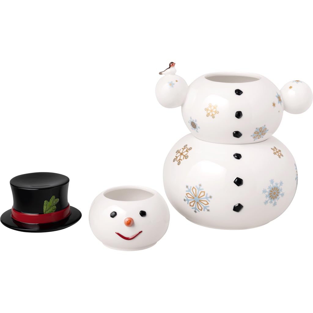 Villeroy & Boch - Christmas Toy's Memory Boîte à Biscuits Bonhomme de Neige Blanc, Article de Noël, Décoration, Déco Interieur Maison, Boîte à Cookies, Porcelaine Haut de Gamme