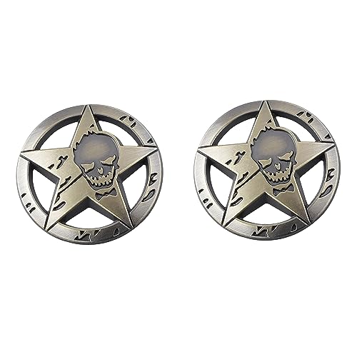 Image of Star Skull Emblem for Car Windows, Trucks, Hood, Laptops Car Decoration (Bronze)