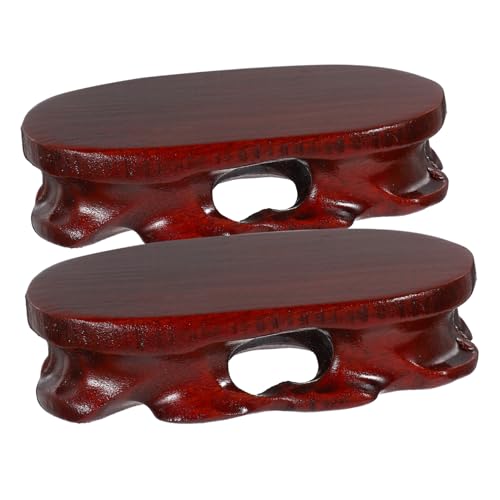 ABOOFAN 2Pcs Oval Wooden Display Base for Teapot Rustic Craft Ornament Stand Stable Home Decor Riser for Flower Shop Tea Shop Office Shop
