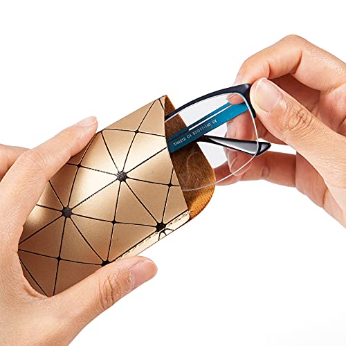 TRIUMPH VISION 3 Pack Reading Glasses Pouch - Soft Eyeglasses Bag Portable Leather Sleeve Cute Eyewear Case - Thumbnail 4