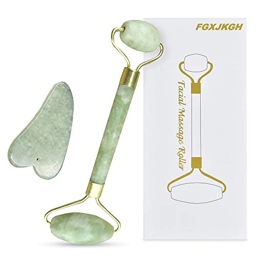 Jade Roller Gua Sha Set-Jade Roller For Face 2020 UPGRADED FGXJKGH Facial Roller