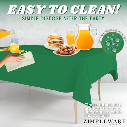 ZIMPLEWARE Premium Green Plastic Table Cloth Disposable (12 Pk) Plastic Tablecloths for Rectangle Tables (54in x 108in) Party Table Cloths Disposable for 6ft to 8ft Rectangle Tables by ZIMPLEWARE - Image 5