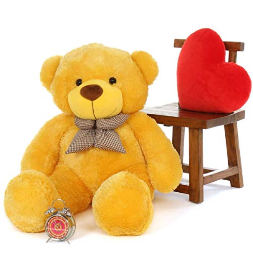 Image of Giant Teddy Bear 5 Feet - Soft Plush Stuffed Toy for Kids & Girlfriend, Soft Toy for Kids - Birthday Gift for Girls, Plush Toy Big Cuddly Hugging Bear, Gifts for Valentine's Day (Yellow)