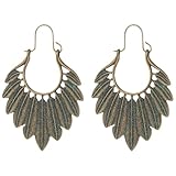 Alasum Pendientes Colgantes Étnicos de Hoja de Bronce Envejecido para Mujer, Ligeros y Seguros, Estilo Tribal Adecuado para Navidad y San Valentín