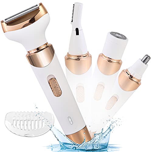 Razor for Women, MKIOVH Women s Shaver Cordless 4 in 1 Wet and Dry, Shaver for face, Legs and underarms, Replaceable Trimmer Head, Micro USB Rechargeable