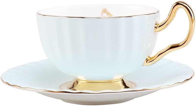 British Bone China Tea Cup and Saucer Sets Ceramic Present Practical Birthday Gift(Fluorescent Green)