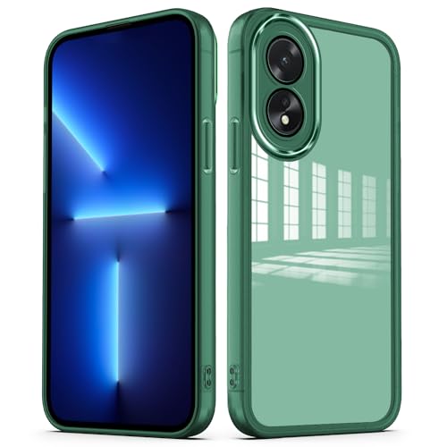 Cover per Oppo A38 4G Oppo A18 4G Custodia Trasparente con Pellicola Protettiva Lenti Morbida Ultra Sottile Antiurto Bumper Case - slim verde