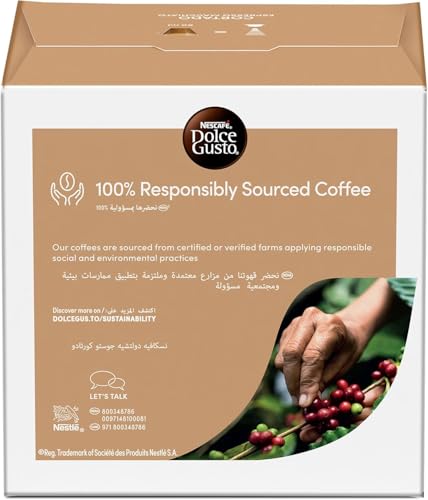 Image of Nescafe Dolce Gusto Cortado Espresso Macchiato Coffee Capsules, Powerful & Roasty, 16 Pods (Product Of UK) From DECADENT