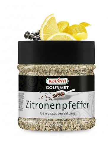 Kotanyi Gourmet Zitronenpfeffer Gewürzzubereitung | würzig-pfeffrig, zitronig-frisch, 230g