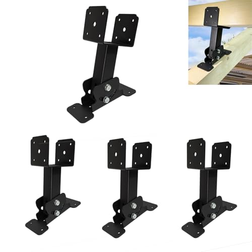 YUNMMTC 4PCS Heavy Duty Roof Riser Brackets Adjustable Saddle Roof Riser Post for Gazebo Pergola 4x4 Pergola Brackets Galvanized Steel Patio Kit