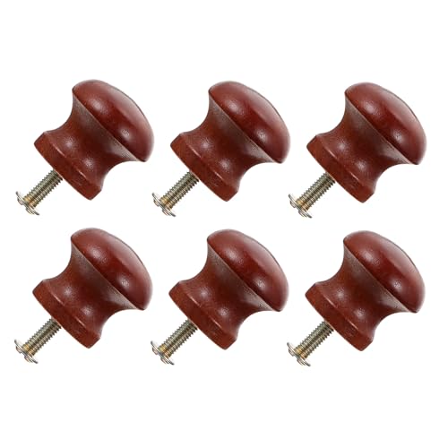 Ciieeo 12 Tiradores de Madera Maciza Redondos Estilo Hongo para Muebles, Color Rojo Caoba, Juego de 12 Piezas, Accesorios para Gabinetes, Puertas y Cajones, Uso en Cocina, Baño y Sala