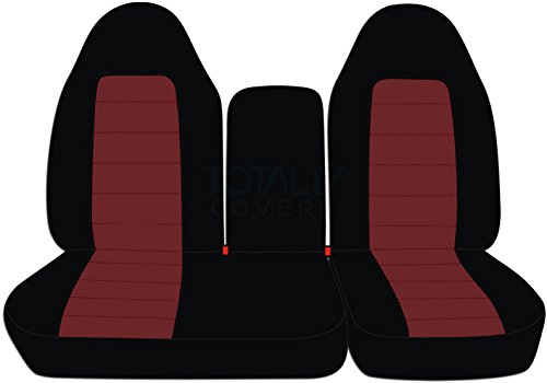 Totally Covers Compatible with 1997-2000 Ford F-150 Two-Tone Truck Seat Covers (Front 40/60 Split Bench) with Opening Center Console/Solid Armrest: Black & Burgundy (21 Colors) F-Series F150