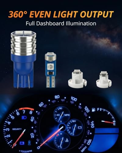 Image of WLJH Extremely Bright Blue Instrument Cluster Panel Gauge Dash Bulbs + Climate Control Lights + Clock Light Led Kits for Lexus IS300 2001-2005, Pack of 12 | 3030 SMD, Dimmable, Modern Instrument Lights, Gauge Backlight, Climate Light, Time Display Illumination, 12-Pack
