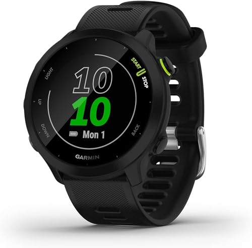 Garmin Forerunner 55 - Reloj Inteligente para Running con GPS, Planes de Entrenamiento, notificaciones y Seguimiento del Bienestar, Negro (Reacondicionado)