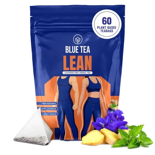 Image of BLUE TEA - Lean Tea - 60 Tea Bags - Pyramid Plant Based | Caffeine Free - Herbal Tea - Sugar Free | Zipper Pack