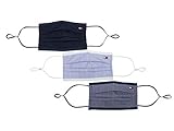 Tommy Hilfiger Unisex Reusable 3 Pack Face Mask, Navy Multi, OS