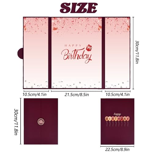 Image of Crenics Burgundy Birthday Decorations for Women Men, Creative Birthday Guest Signature Book Alternative 18 inch x 12 inch, Awesome Birthday Gifts for Girls or Boys