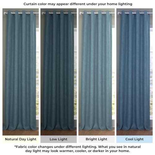 Image of HPD Half Price Drapes - Grommet Faux Linen Curtains for Living Room (1 Panel) - 50W X 108L - Textured Room Darkening Curtains for Bedroom 108 Inches Long - Drapes for Home Decor, Reverie Blue