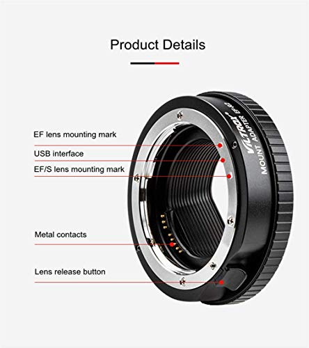 Lens Mount Adapter EF-R2 Auto-Focus Lens Converter Compatible with Canon EF/EF-S Lenses to EOS R/EOS RP Cameras, Easy Adjustment with Functional Control Ring