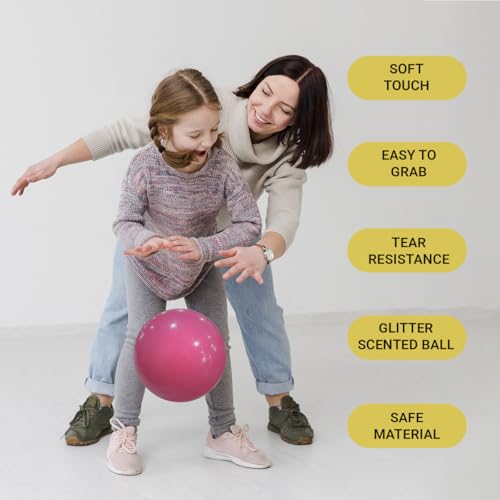Image of GENIE'S Toy Bus 9-Inch Gliter Scented Play Ball | Interactive | for Pool, Beach & Garden | Perfect for Outdoor & Indoor Play | PVC Ball for Kids & Adults I Pack of 2 (Multicolor)
