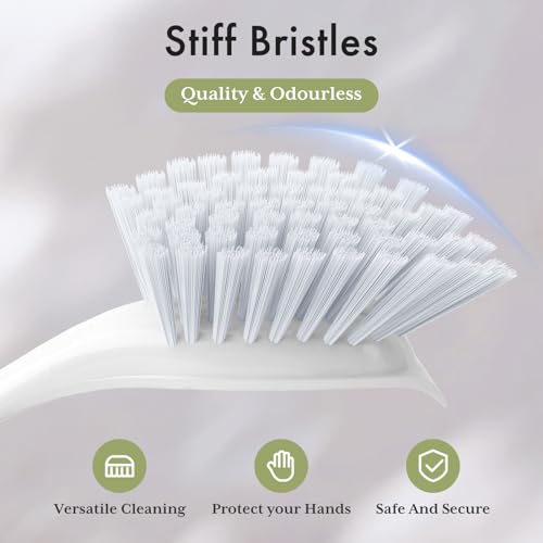 Image of Amazer Dish Brush with Handle, 2 Pack Kitchen Scrub Brushes for Cleaning, Dish Scrubber with Stiff Bristles for Sink, Pots, Pans