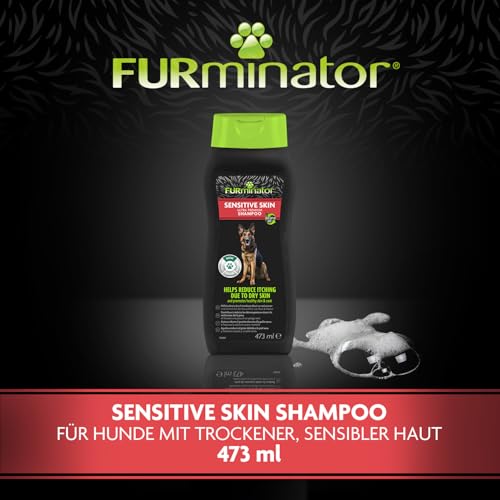 FURminator Sensitive Skin Hunde-Shampoo - Premium Shampoo für Hunde mit sensibler Haut, reduziert durch trockene Haut verursachten Juckreiz, 473 ml