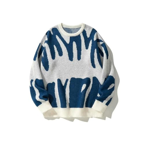 Pull à motif jacquard irrégulier en maille tricotée avec couleur contrastée