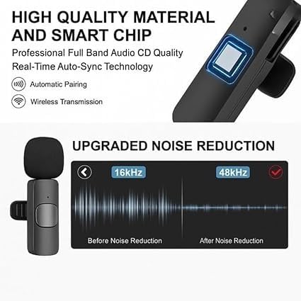 Image of K9 Furry Wireless Lavalier Microphone with Type-C & iOS Lightning Pin - Dual Noise Cancelling Clip On Mic for YouTube, Vlogging, Podcast, Interview, Reels & Live Streaming