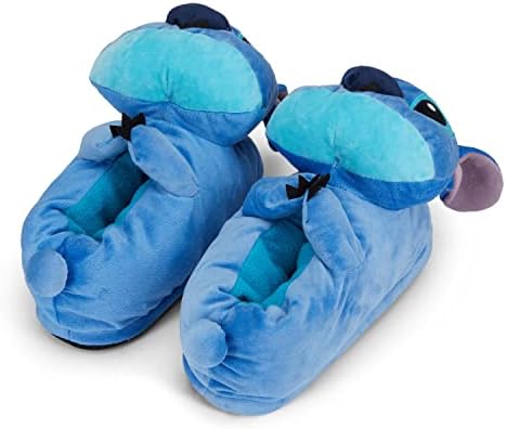 Disney Ladies Lilo and Stitch Slippers - Ladies Classic Lilo and Stitch Big Face Plush Slippers