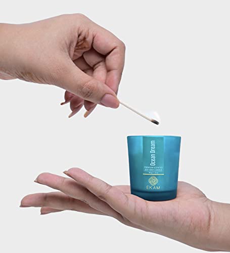 Image of EKAM Ocean Dream Votive Soy Wax Scented Candle, 40 Grams, 10 Hours Burn Time| Long Lasting Premium Candles | Ideal for Home Decor | Gifting & Aromatherapy (Pack of 6)