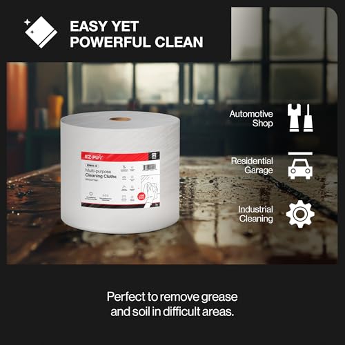 Image of EZbrnd Multi-Purpose Cleaning Cloths Towels, Jumbo Roll, White Shop Towels, 1100sheets /roll [X60]