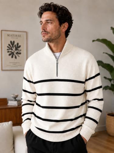ColorChakra Mens Woolen Sweater Zipper White Off White - Image 3